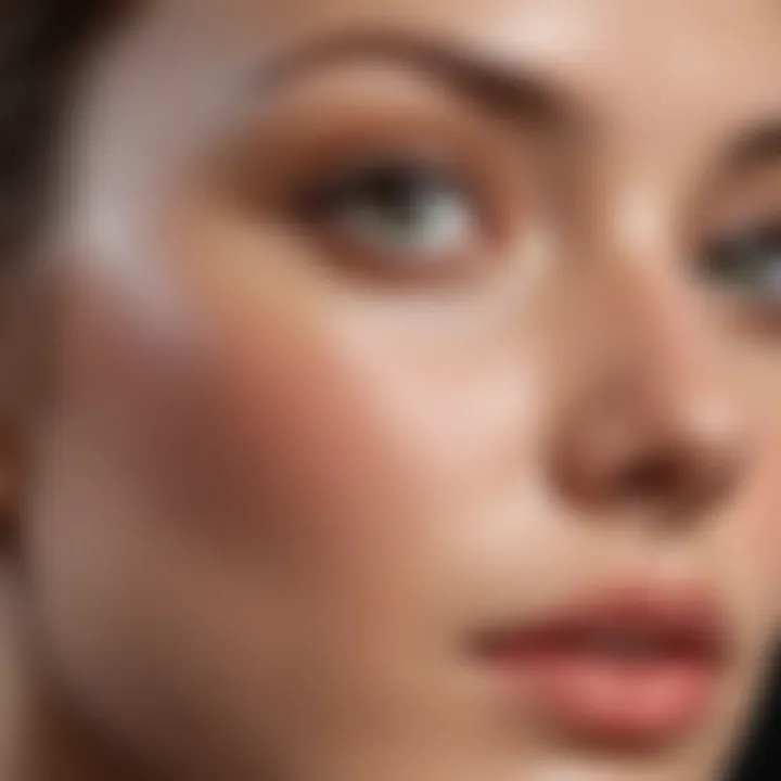 A close-up of healthy skin with a glowing complexion