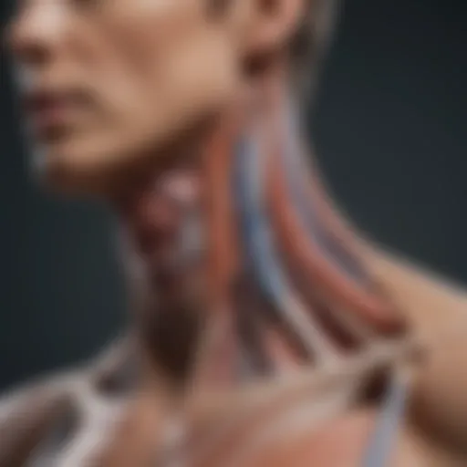 Illustration showing the anatomy of neck muscles