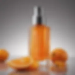Brightening serum bottle with fresh orange slices
