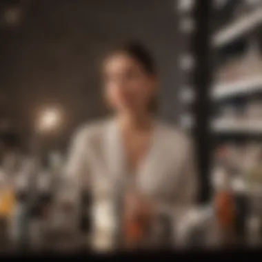 Expert Skincare Insights Expert discussing skincare tips with products displayed