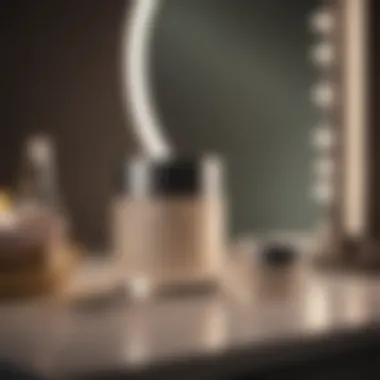 Skincare Routine at Night A serene night setting with skincare products on a nightstand