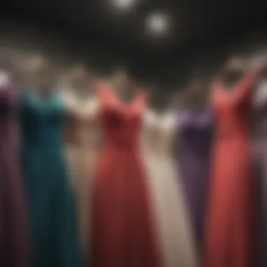 Elegant collection of bridesmaid dresses on display