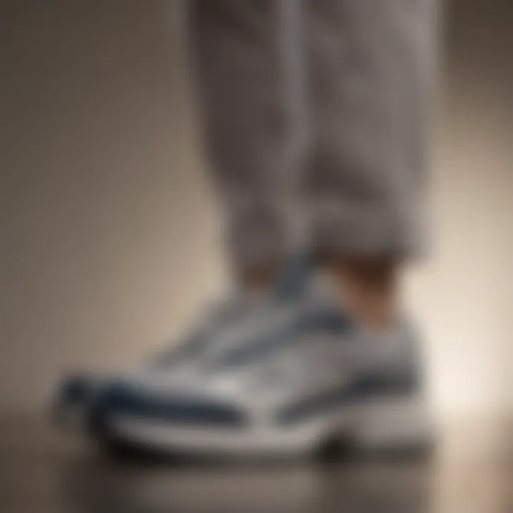 Side profile of a woman wearing New Balance dad shoes