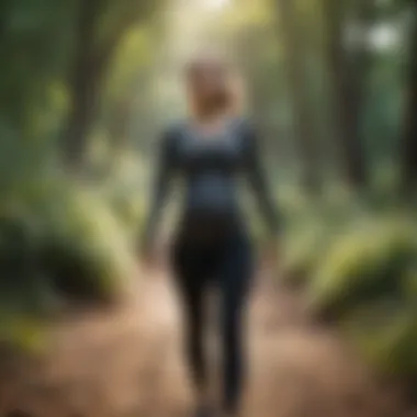 Pregnant woman walking outdoors